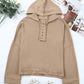 Quarter-Button Exposed Seam Dropped Shoulder Hoodie