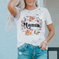 MAMA Floral Graphic Distressed Tee