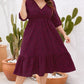 Plus Size Printed Surplice Ruffle Hem Dress