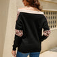 Leopard Color Block V-Neck Knit Pullover