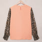 Leopard Puff Sleeve Spliced Top