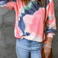 Tie-Dye Drop Shoulder Round Neck Top
