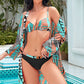 Printed Bralette, Drawstring Swim Bottoms, and Cover Up Set