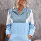 Color Block Quarter-Zip Drawstring Hoodie