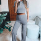 Ribbed Crop T-Shirt and Wide Leg Pants Lounge Set
