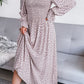 Printed Smocked Flounce Sleeve Maxi Dress