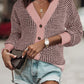 Waffle-Knit Drop Shoulder Button-Down Cardigan