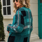 Striped Button-Front Fuzzy Cardigan