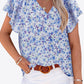 Floral V-Neck Flutter Sleeve Blouse