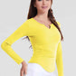 Notched Neck Ruched Sports Top