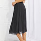 Zenana Full Size Romantic At Heart Pleated Chiffon Midi Skirt