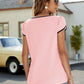 Contrast Trim Petal Sleeve Round Neck Blouse