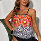 Mixed Print Tied Spaghetti Strap Tankini Set