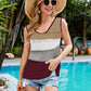 Striped Openwork V-Neck Knit Tank