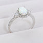 925 Sterling Silver Platinum-Plated Opal Ring