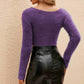 Fuzzy Surplice Cropped Sweater