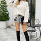 Rib-Knit Dropped Shoulder Mock Neck Sweater