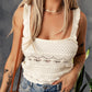 Scalloped Trim Sleeveless Knit Tank