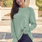 Basic Bae Full Size Ribbed Round Neck Long Sleeve Knit Top