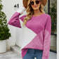 Color Block Rib-Knit Round Neck Sweater