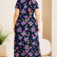 Plus Size Printed Round Neck Short Sleeve Maxi Dress