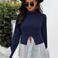 Color Block Patch Ruffle Hem Top