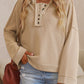 Quarter-Button Exposed Seam Dropped Shoulder Hoodie