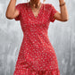 Ditsy Floral V-Neck Short Sleeve Dress