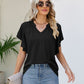 Notched Neck Flutter Sleeve Tee