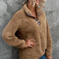 Animal Print Quarter-Zip Sherpa Sweatshirt