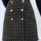 Plaid Double-Breasted Fringe Hem Skirt