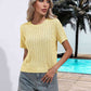 Cable-Knit Round Neck Short Sleeve Knit Top