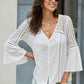 Flare Sleeve Spliced Lace V-Neck Shirt