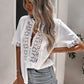 Buttoned Spliced Lace Blouse