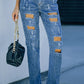 Distressed Straight Leg Jeans