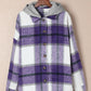 Plaid Button Front Brushed Hooded Jacket