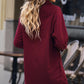 Button Front Curved Hem Raglan Sleeve Shirt Dress