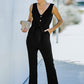 V-Neck Tie Waist Sleeveless Jumpsuit