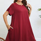 Plus Size Round Neck Handkerchief Hem Dress