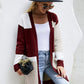 Color Block Ribbed Trim Open Front Cardigan