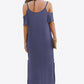 Cold-Shoulder Split Maxi Dress with Pockets
