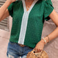 Swiss Dot Contrast Petal Sleeve Blouse