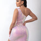 Sequin Ruffle Trim Zip-Back Mini Dress
