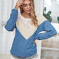 Color Block Spliced Lace Waffle-Knit Top