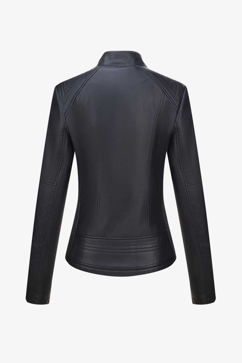 Zip Up Motorcycle PU Leather Jacket
