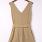 Tie-Waist Buttoned Plunge Sleeveless Romper