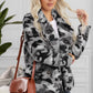 Printed Button Detail Teddy Jacket with Pockets