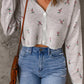 Floral Button Down Cropped Cardigan