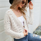Open Front Cuffed Cropped Cardigan