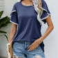 Pom-Pom Trim Flutter Sleeve Round Neck Tee